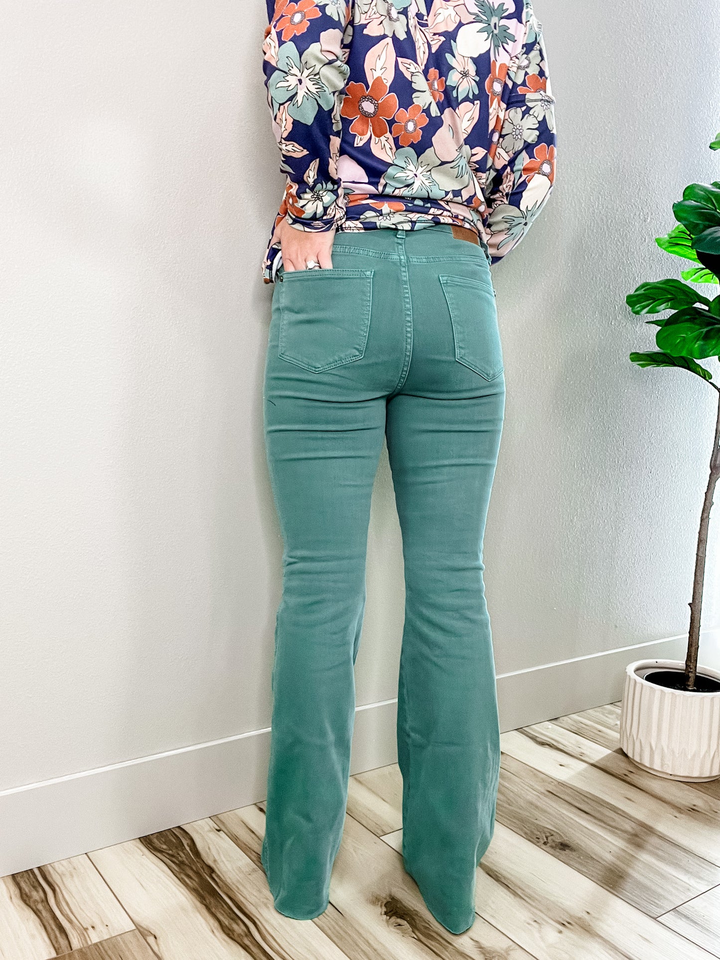 High Waisted Tummy Control Flare Judy Blue Jeans In Topaz