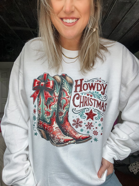 WHITE BOOTS HOWDY CHRISTMAS