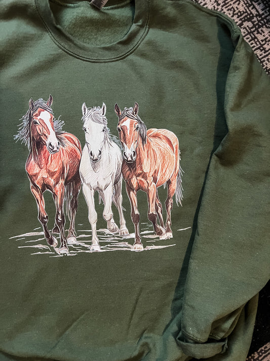 HORSE TRIO | short sleeve or pullover