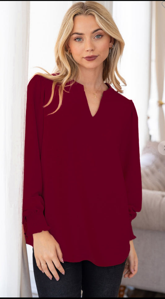 MAROON SATIN BLOUSE