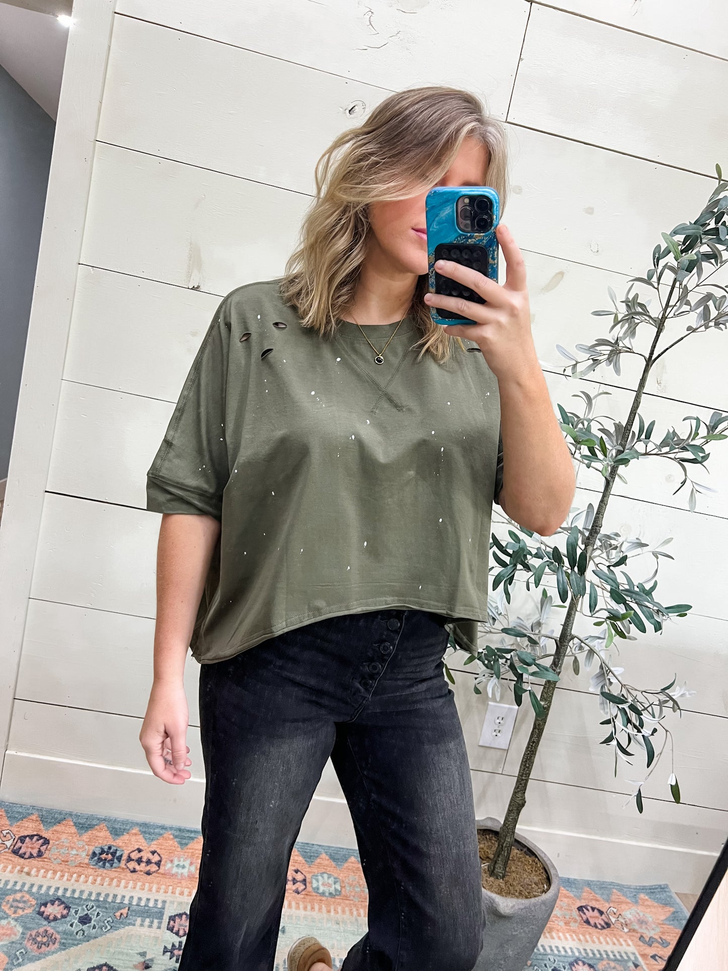 Less Than Stressed Asymmetrical Distressed Top