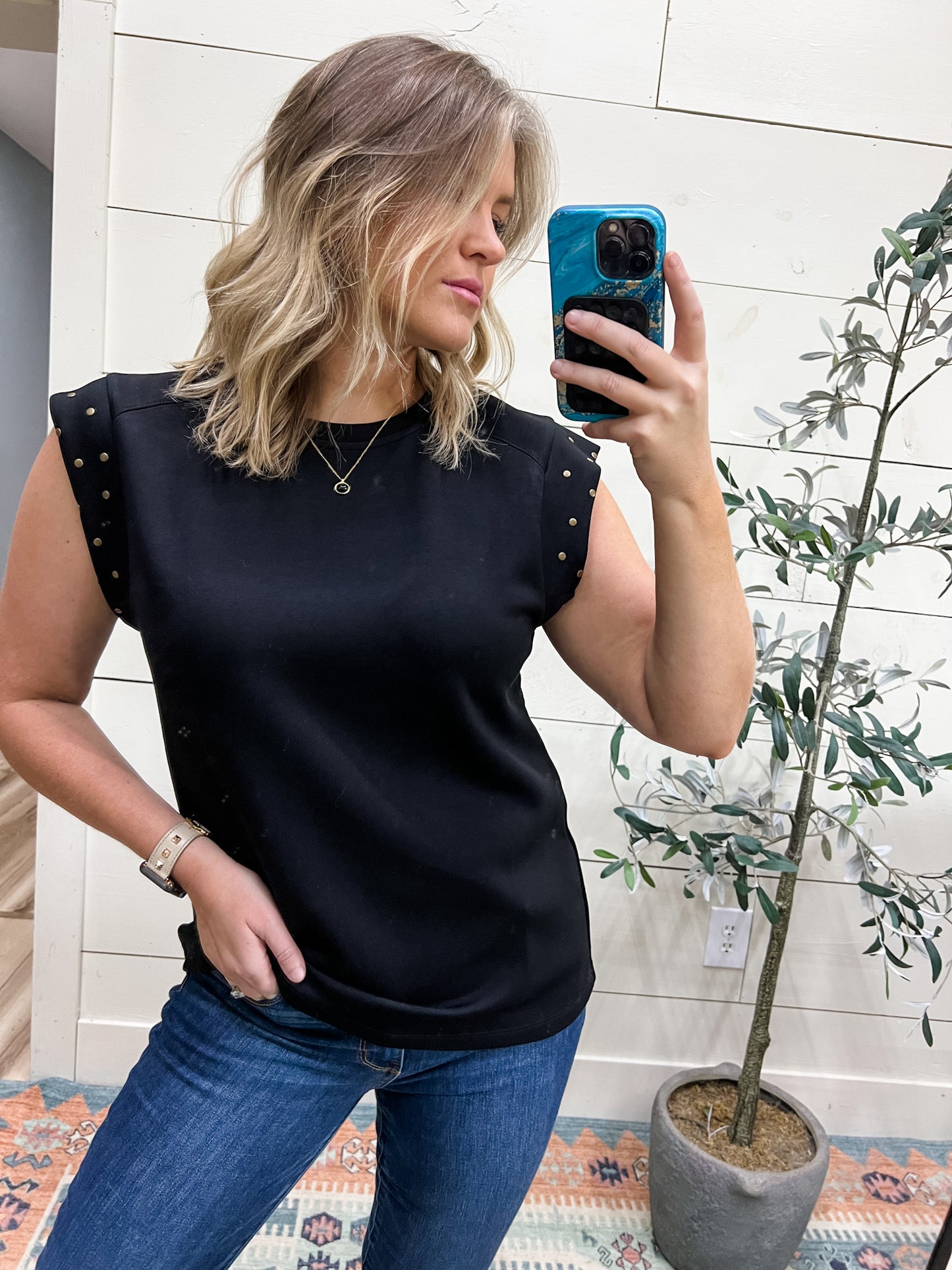 My Domain Studded Cap Sleeve Top