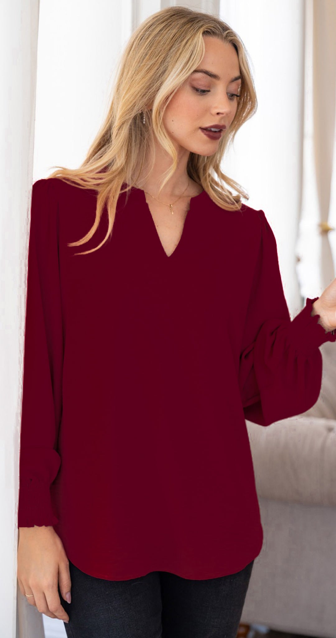 MAROON SATIN BLOUSE