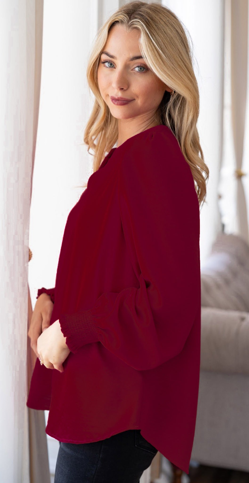 MAROON SATIN BLOUSE