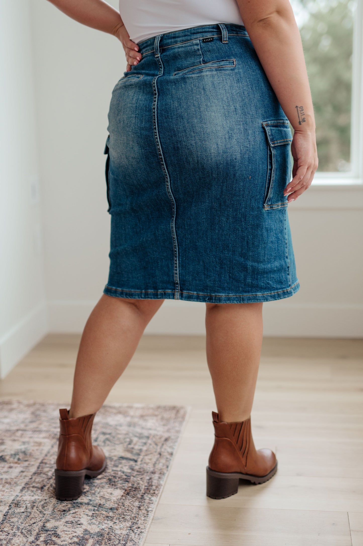 Always Be There Cargo Denim Skirt.