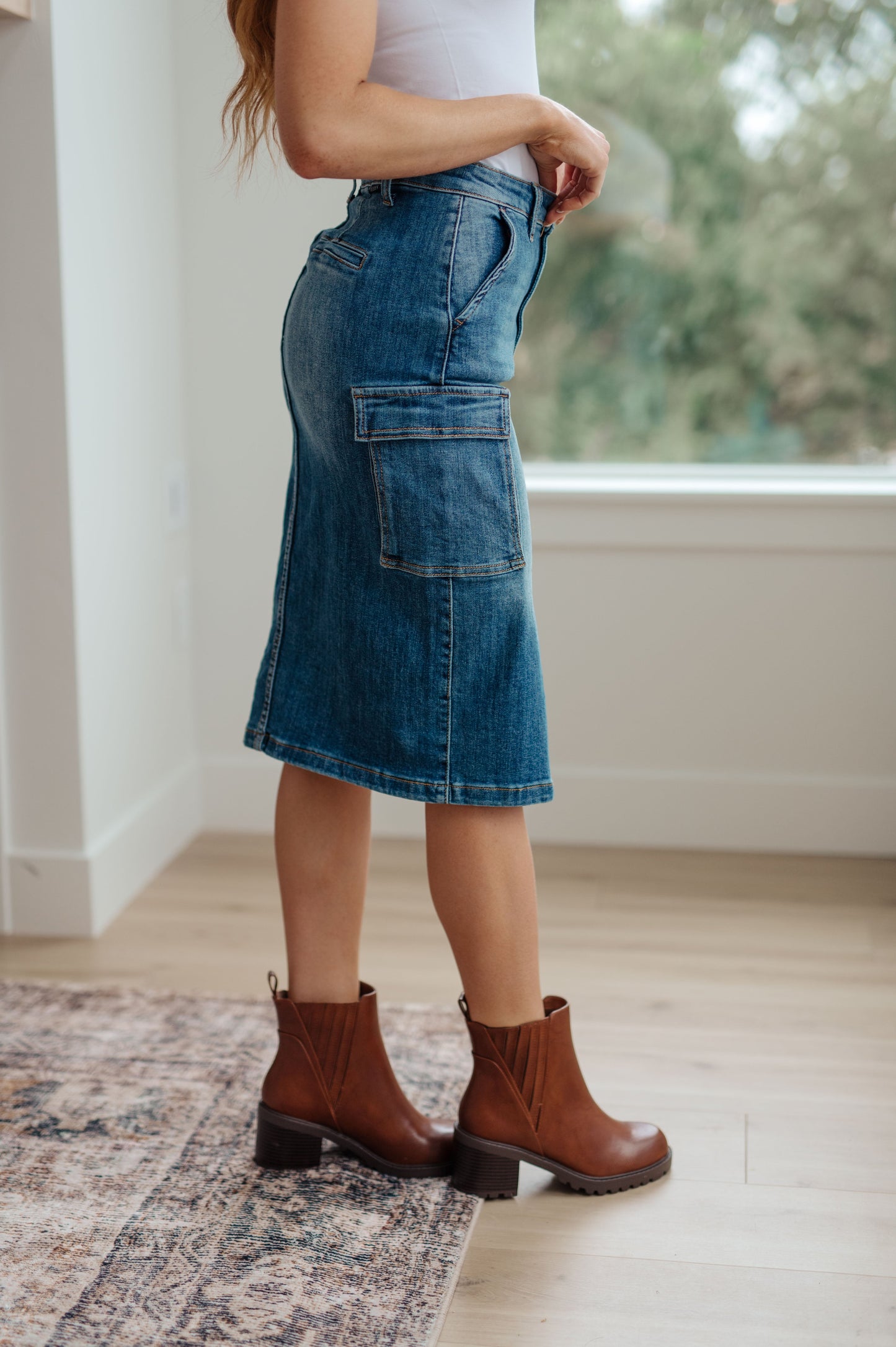 Always Be There Cargo Denim Skirt.