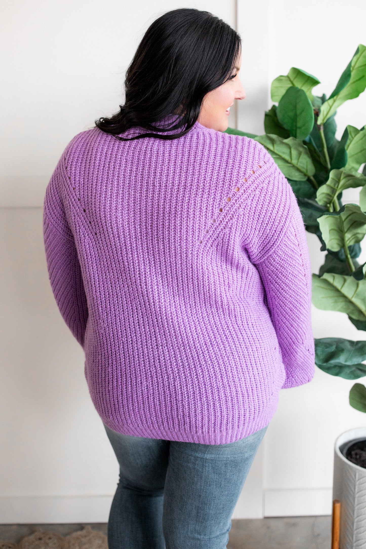 Cozy Knit Sweater In Bright Orchid